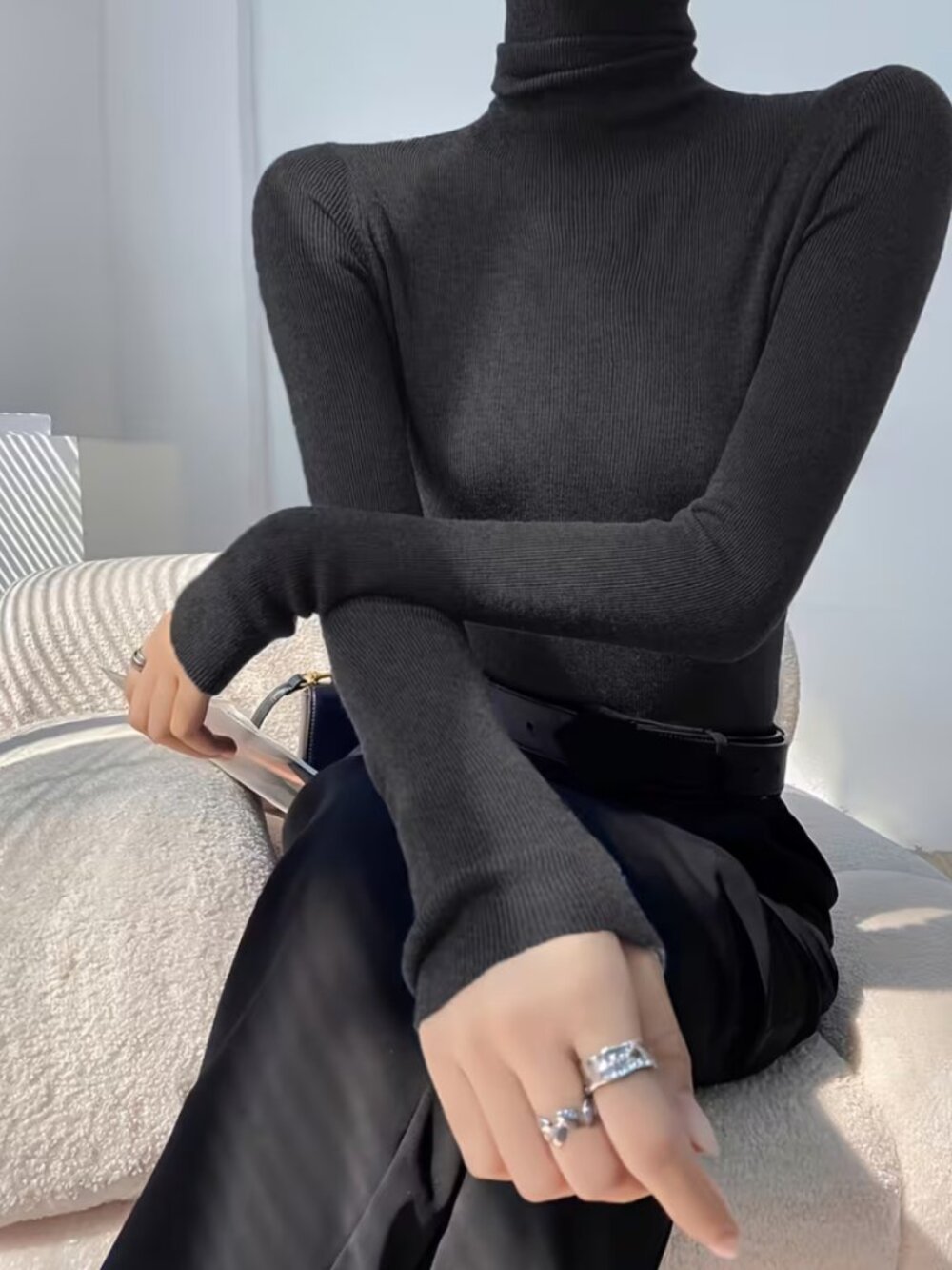 Dark Grey Turtle Neck for Women